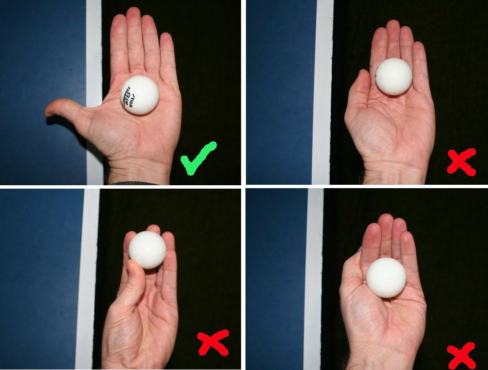 Правильно держите мяч на ладони при подаче
